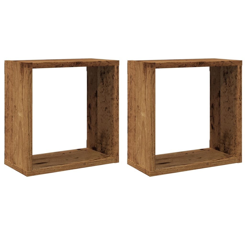 Étagères cube murales 2 pcs vieux bois 30x15x30 cm Étagères murales & corniches vidaXL   