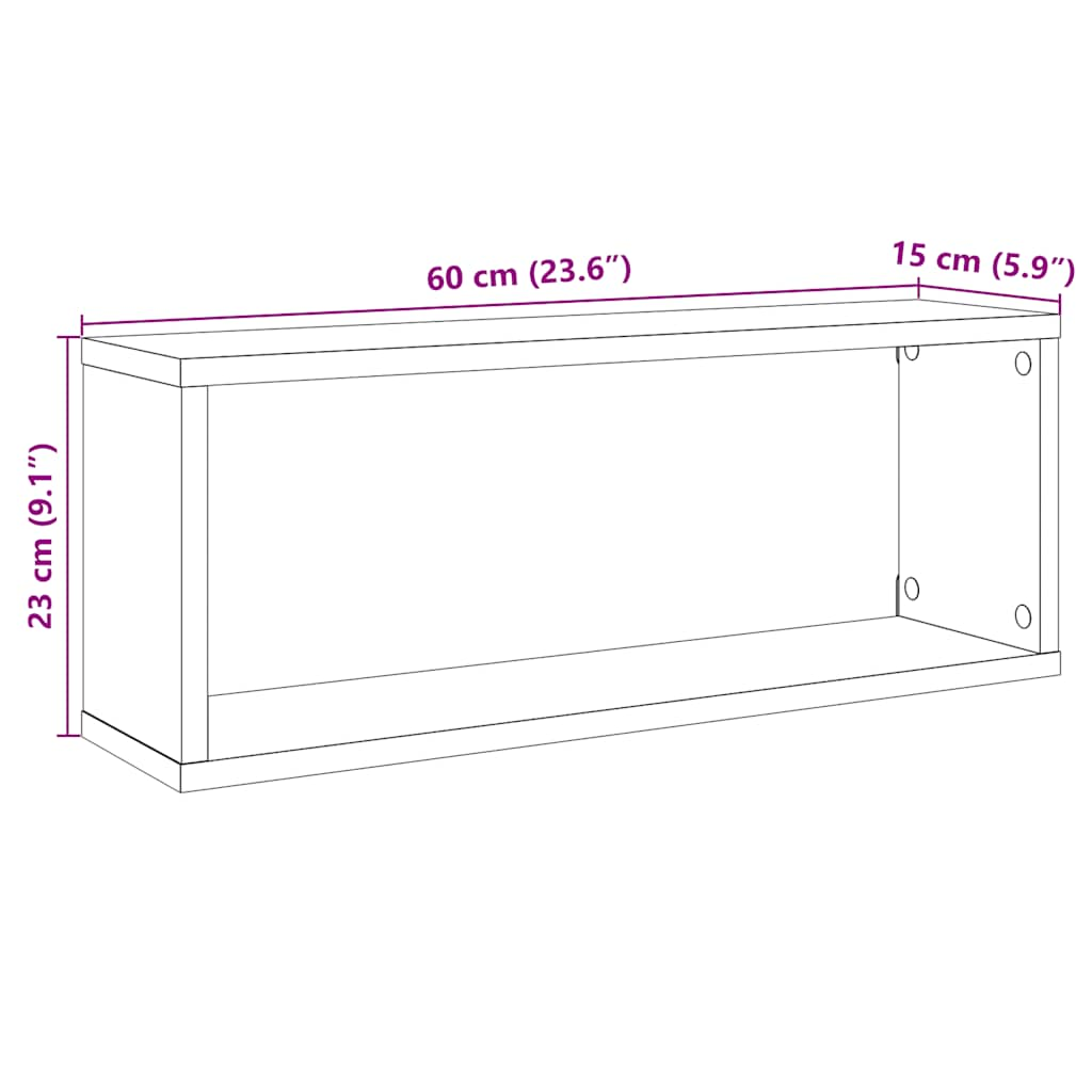 Étagères cube murales 4 pcs chêne artisanal 60x15x23 cm Étagères murales & corniches vidaXL   