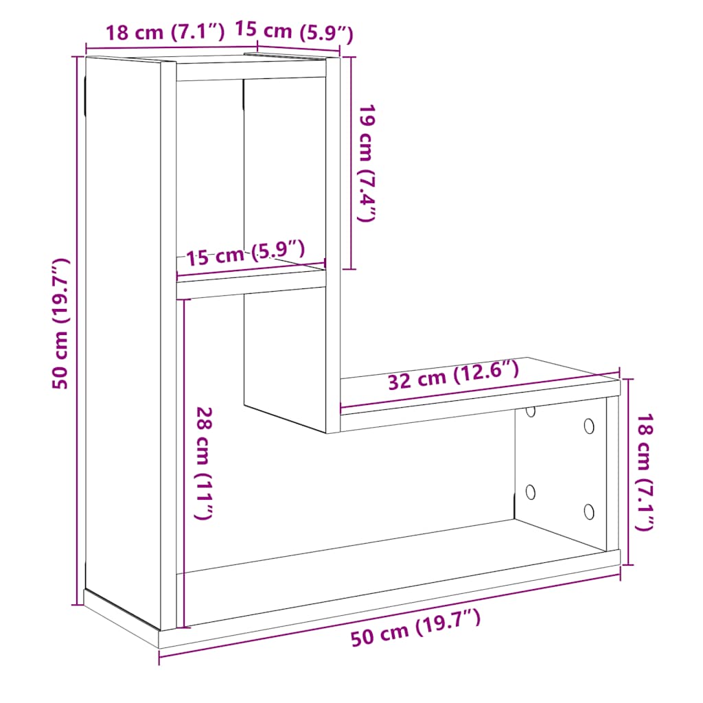 Étagères cube murales 2 pcs vieux bois 50x15x50 cm Étagères murales & corniches vidaXL   