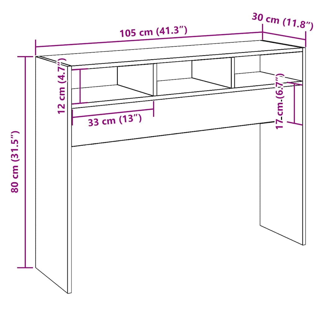 Table console chêne artisanal 105x30x80 cm bois d'ingénierie Tables d'appoint vidaXL   