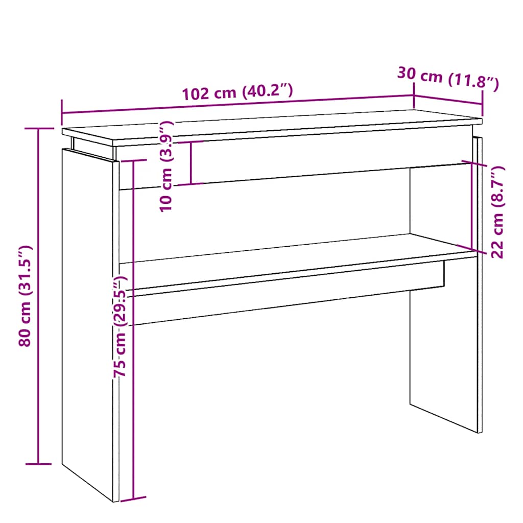 Table console vieux bois 80x30x102 cm bois d'ingénierie Tables d'appoint vidaXL   