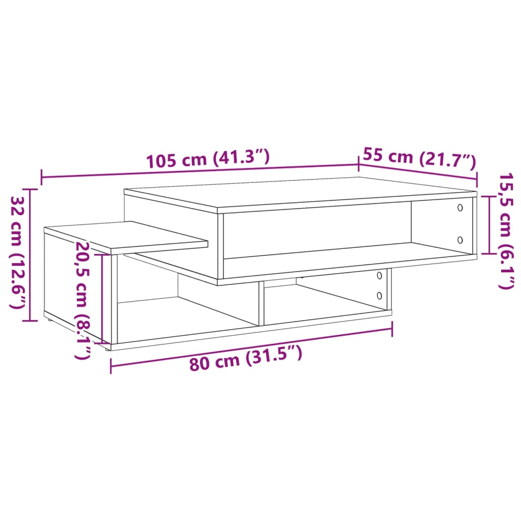 Table basse vieux bois 105x55x32 cm bois d'ingénierie Tables basses vidaXL   