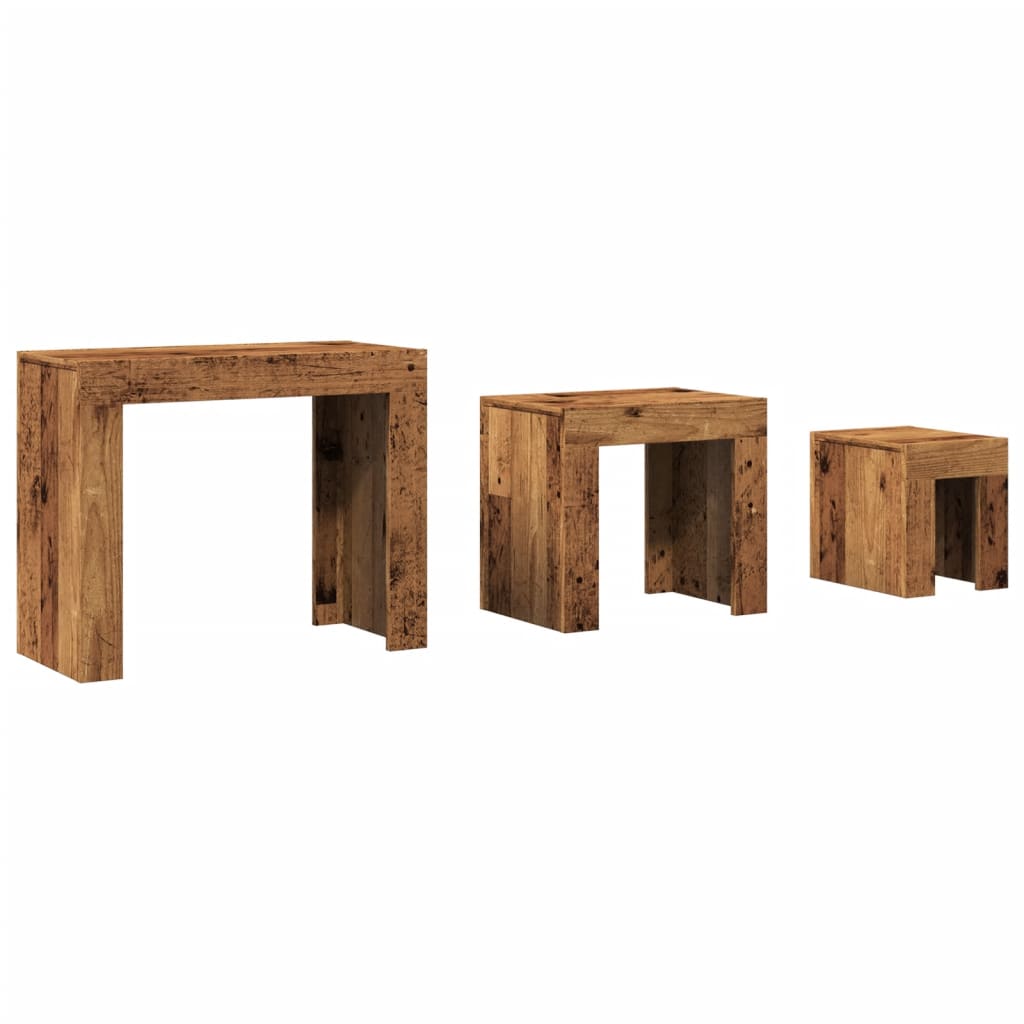 Tables basses gigognes 3 pcs vieux bois bois d'ingénierie Tables basses vidaXL   