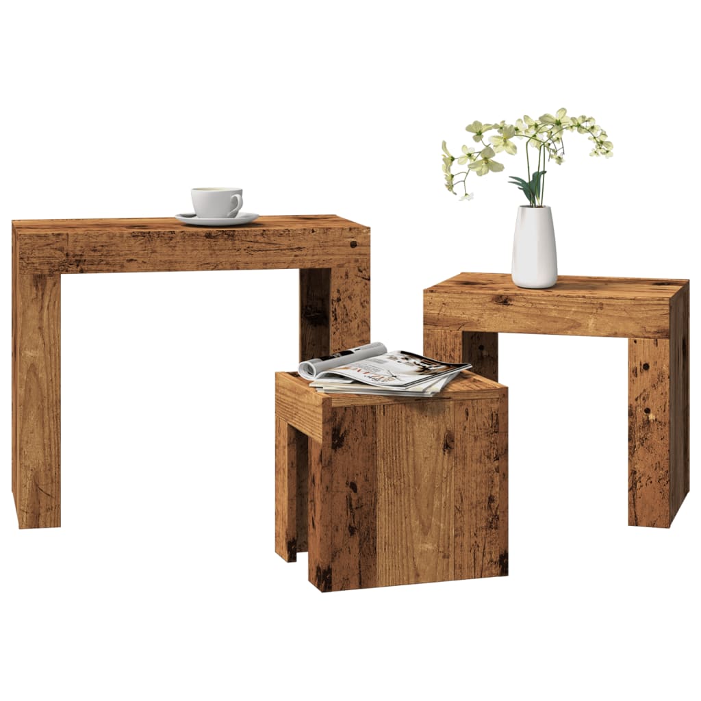 Tables basses gigognes 3 pcs vieux bois bois d'ingénierie Tables basses vidaXL   