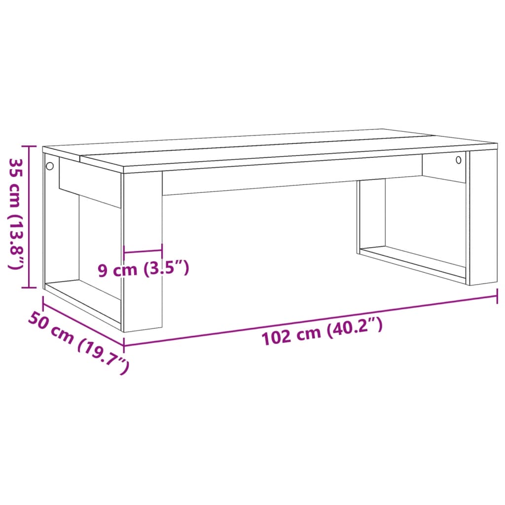 Table basse vieux bois 102x50x35 cm bois d'ingénierie Tables basses vidaXL