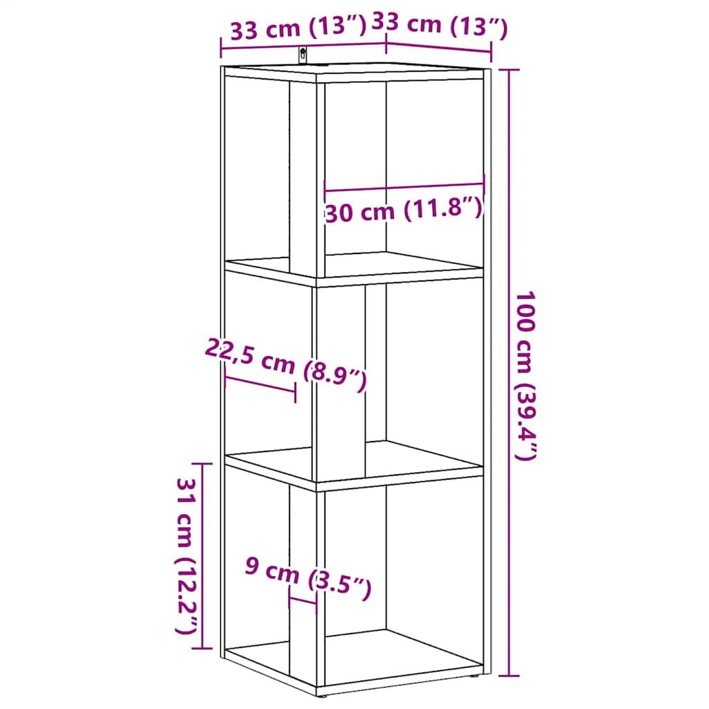 Armoire d'angle chêne artisanal 33x33x100 cm bois d'ingénierie Casiers & armoires de rangement vidaXL