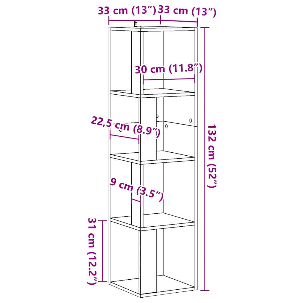 Armoire d'angle vieux bois 33x33x132 cm bois d'ingénierie Casiers & armoires de rangement vidaXL   