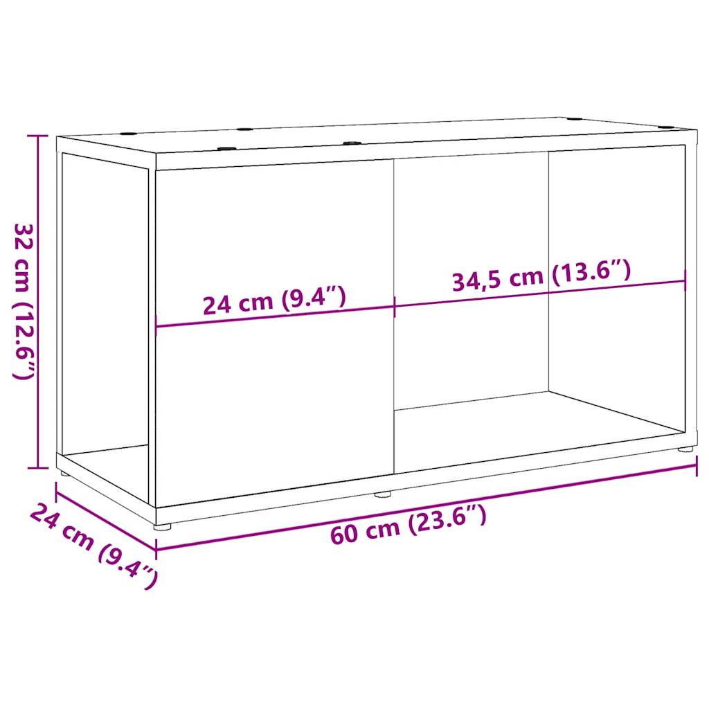 Meuble TV vieux bois 60x24x32cm bois d'ingénierie Meubles TV vidaXL   