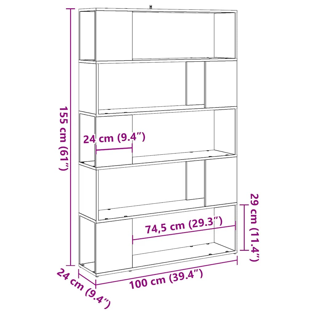 Bibliothèque/Séparateur de pièce chêne artisanal 100x24x155 cm Bibliothèques vidaXL