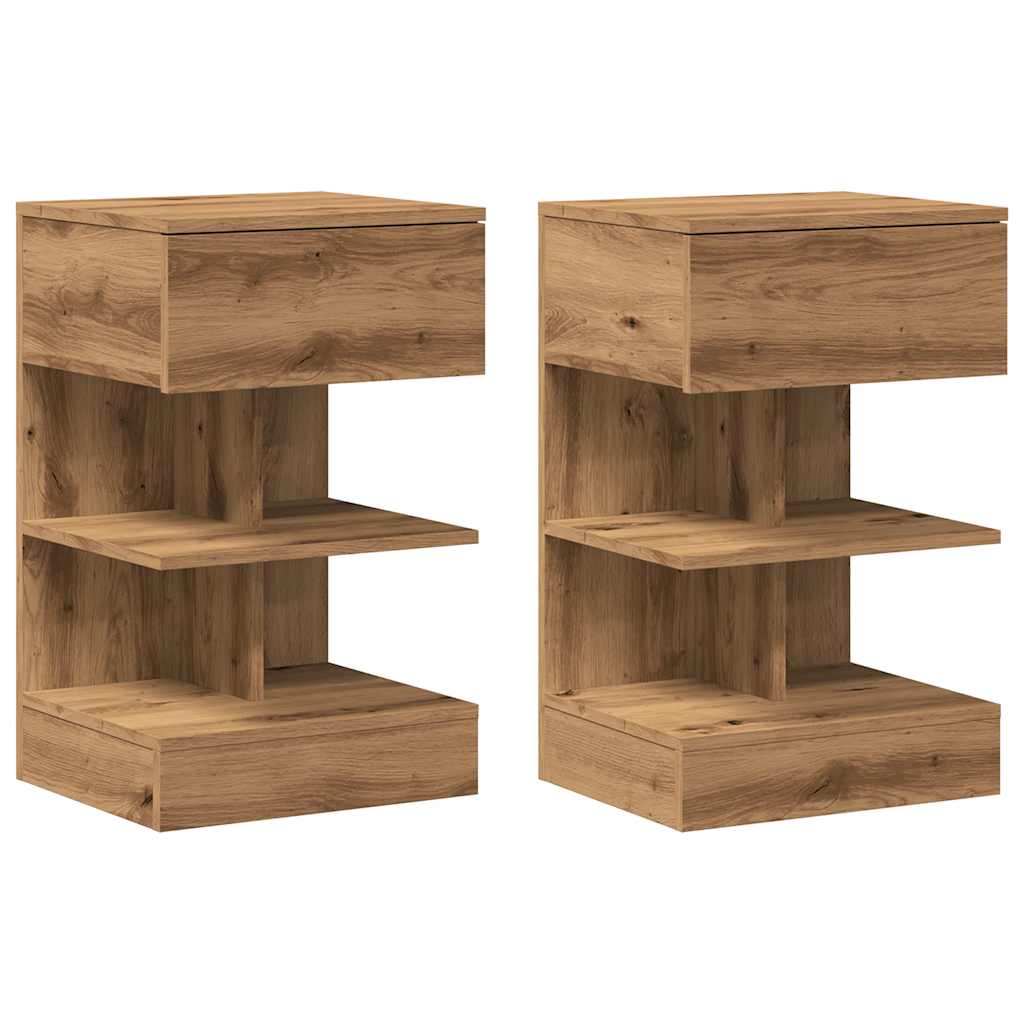 Tables de chevet 2 pcs chêne artisanal 40x35x65 cm Tables de chevet vidaXL