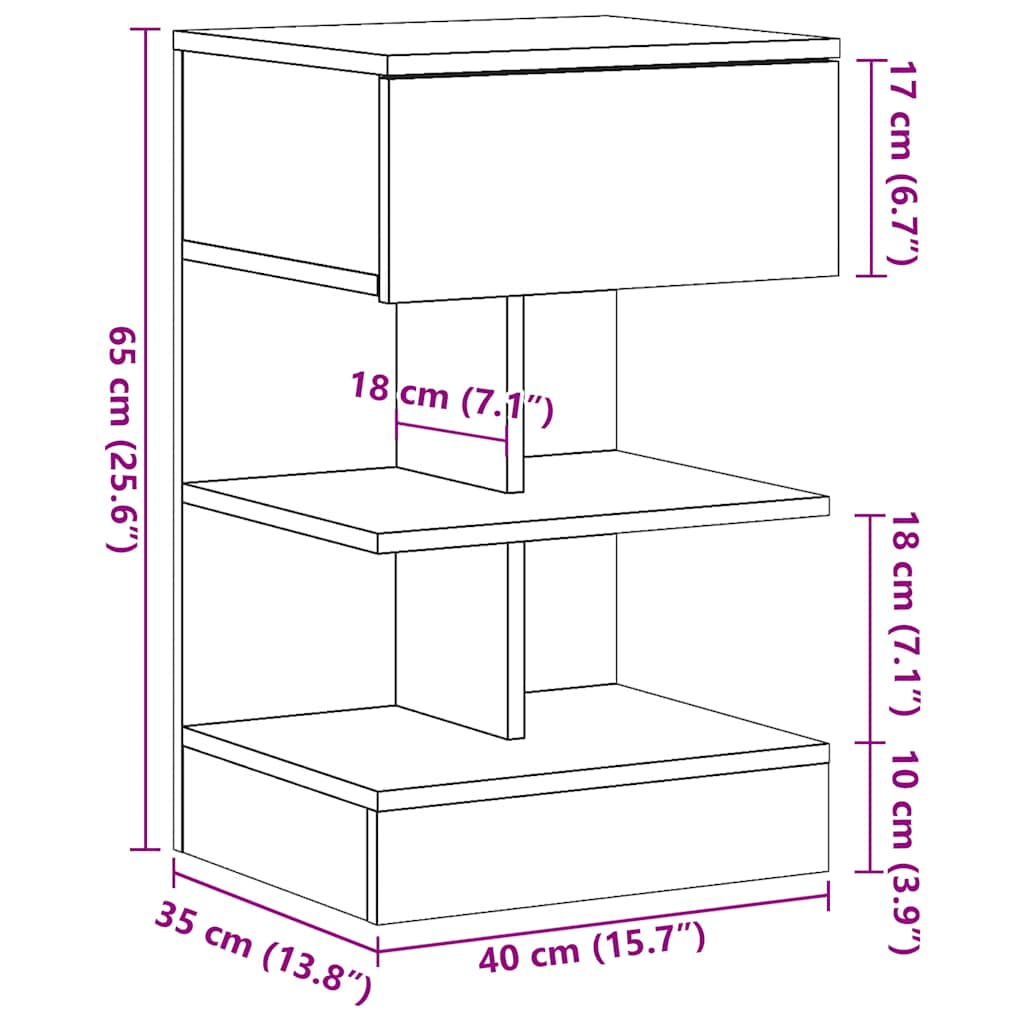 Tables de chevet 2 pcs chêne artisanal 40x35x65 cm Tables de chevet vidaXL