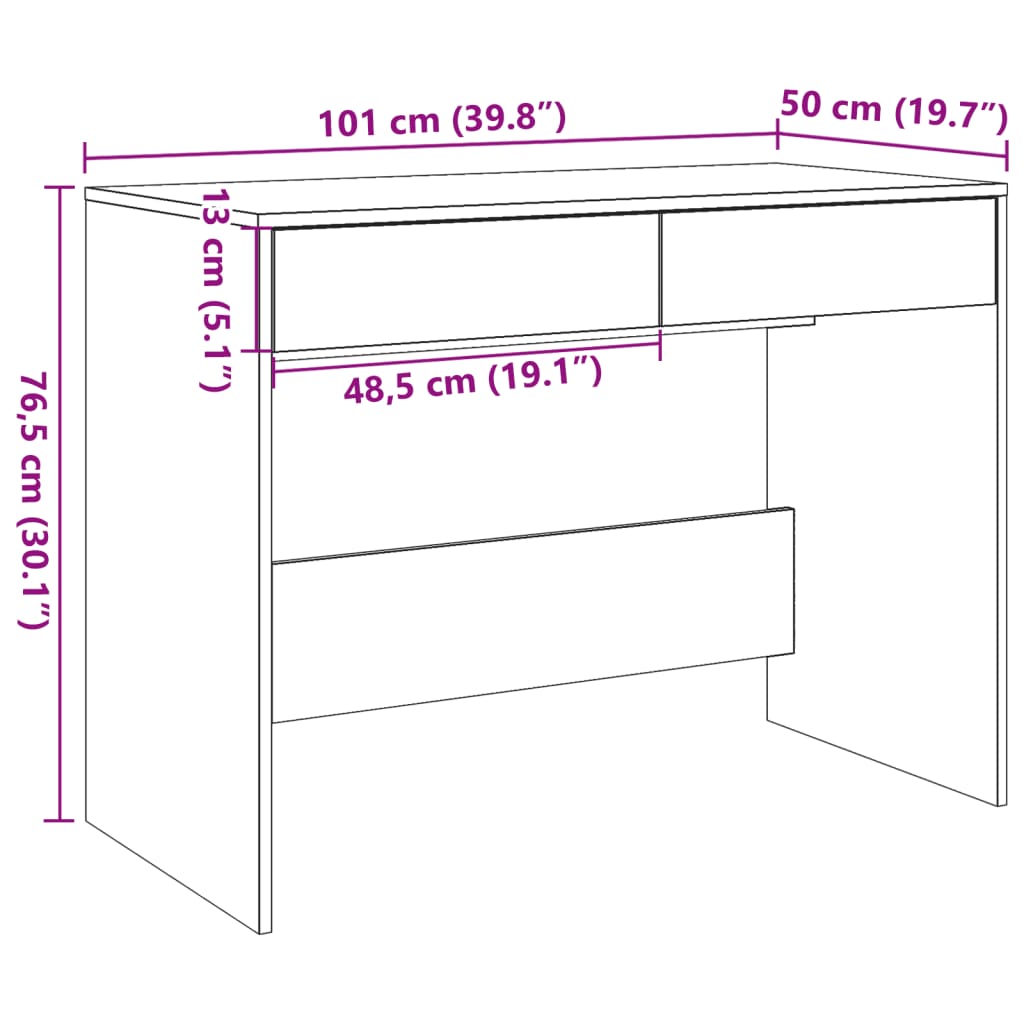 Bureau vieux bois 101x50x76,5 cm bois d'ingénierie Bureaux vidaXL   