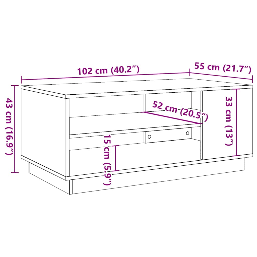 Table basse vieux bois 102x55x43 cm bois d'ingénierie Tables basses vidaXL