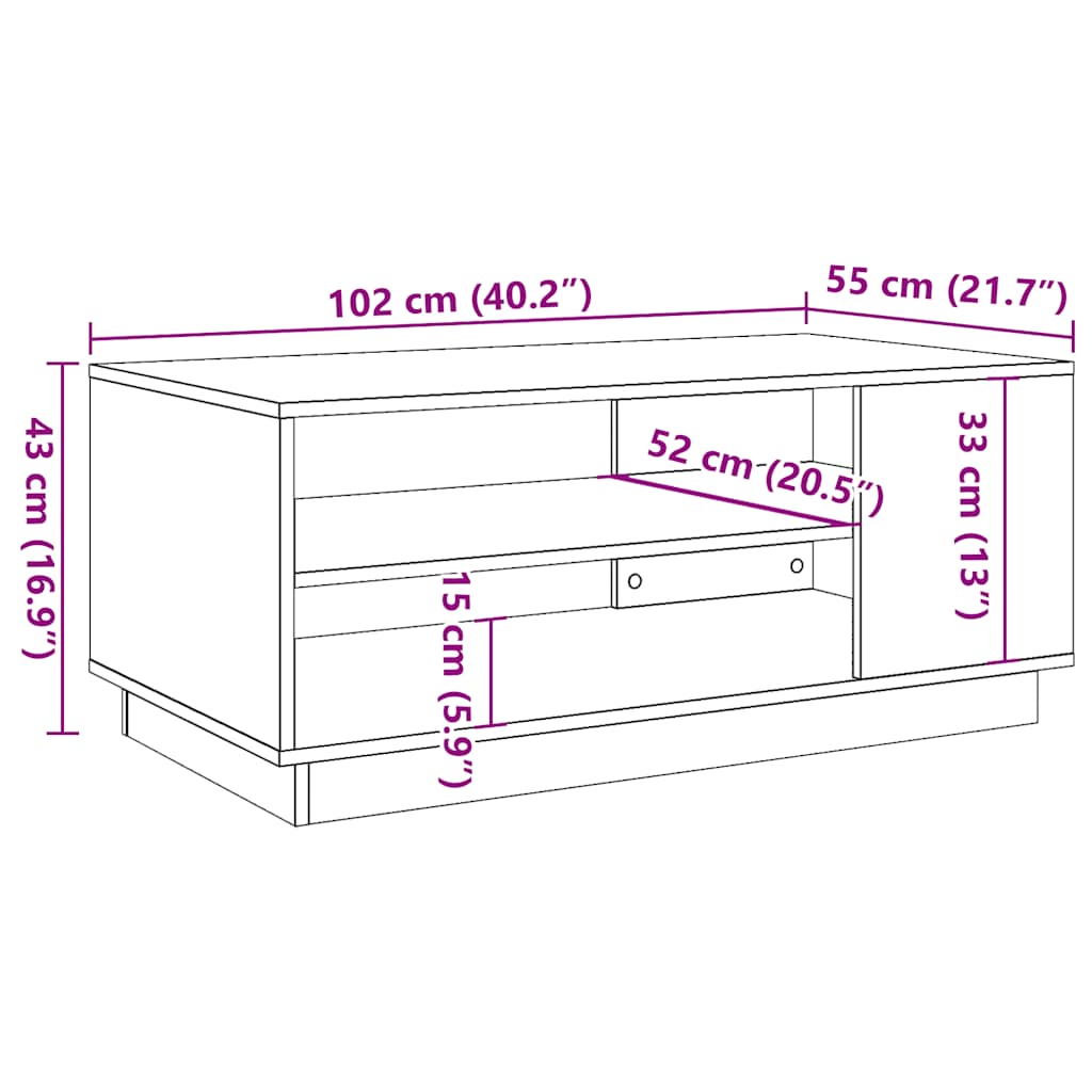 Table basse chêne artisanal 102x55x43 cm bois d'ingénierie Tables basses vidaXL