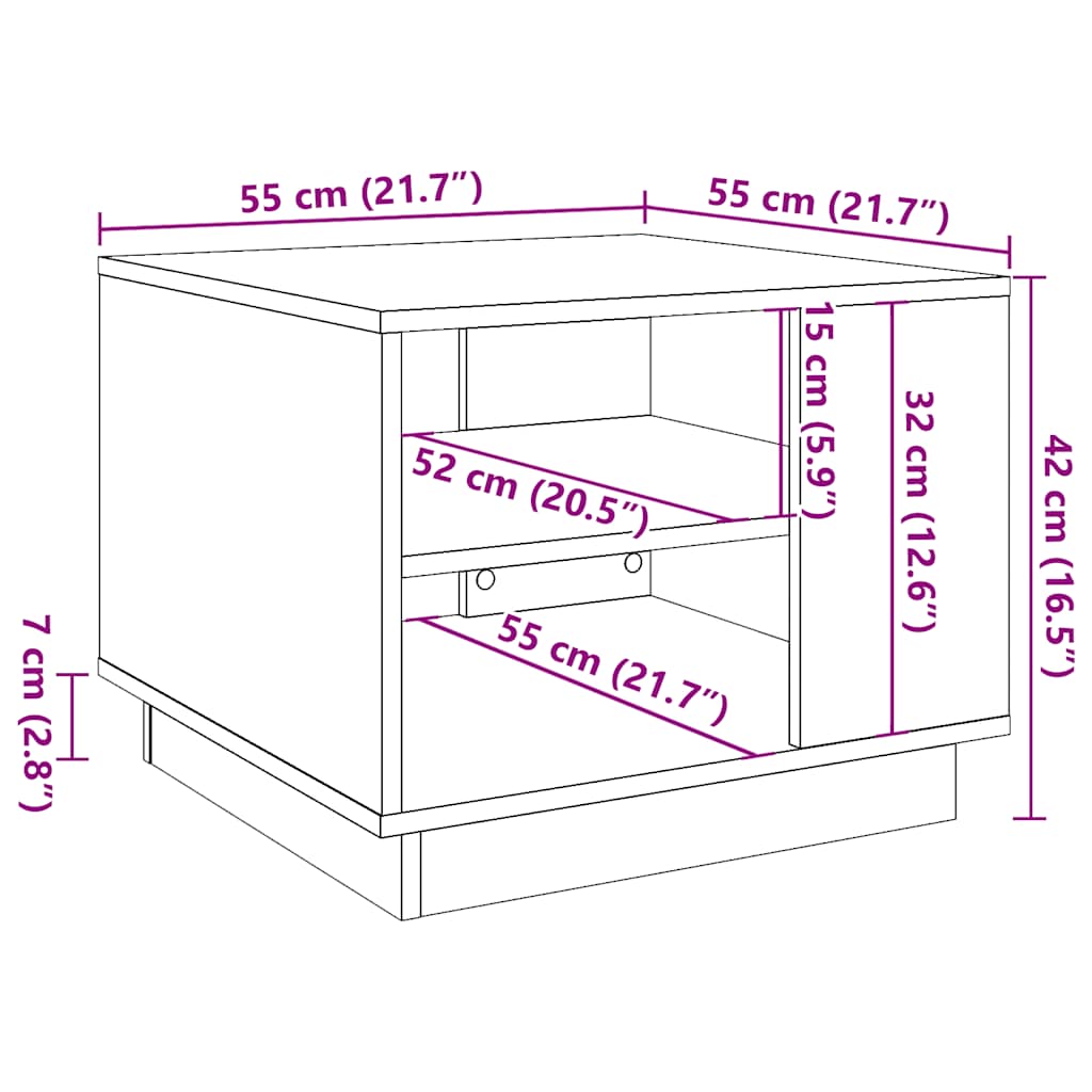 Table basse vieux bois 55x55x42 cm bois d'ingénierie Tables basses vidaXL