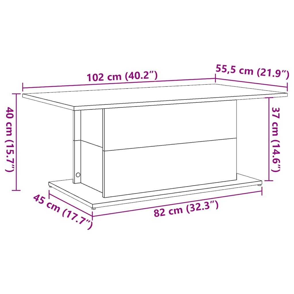 Table basse vieux bois 102x55,5x40 cm bois d'ingénierie Tables basses vidaXL