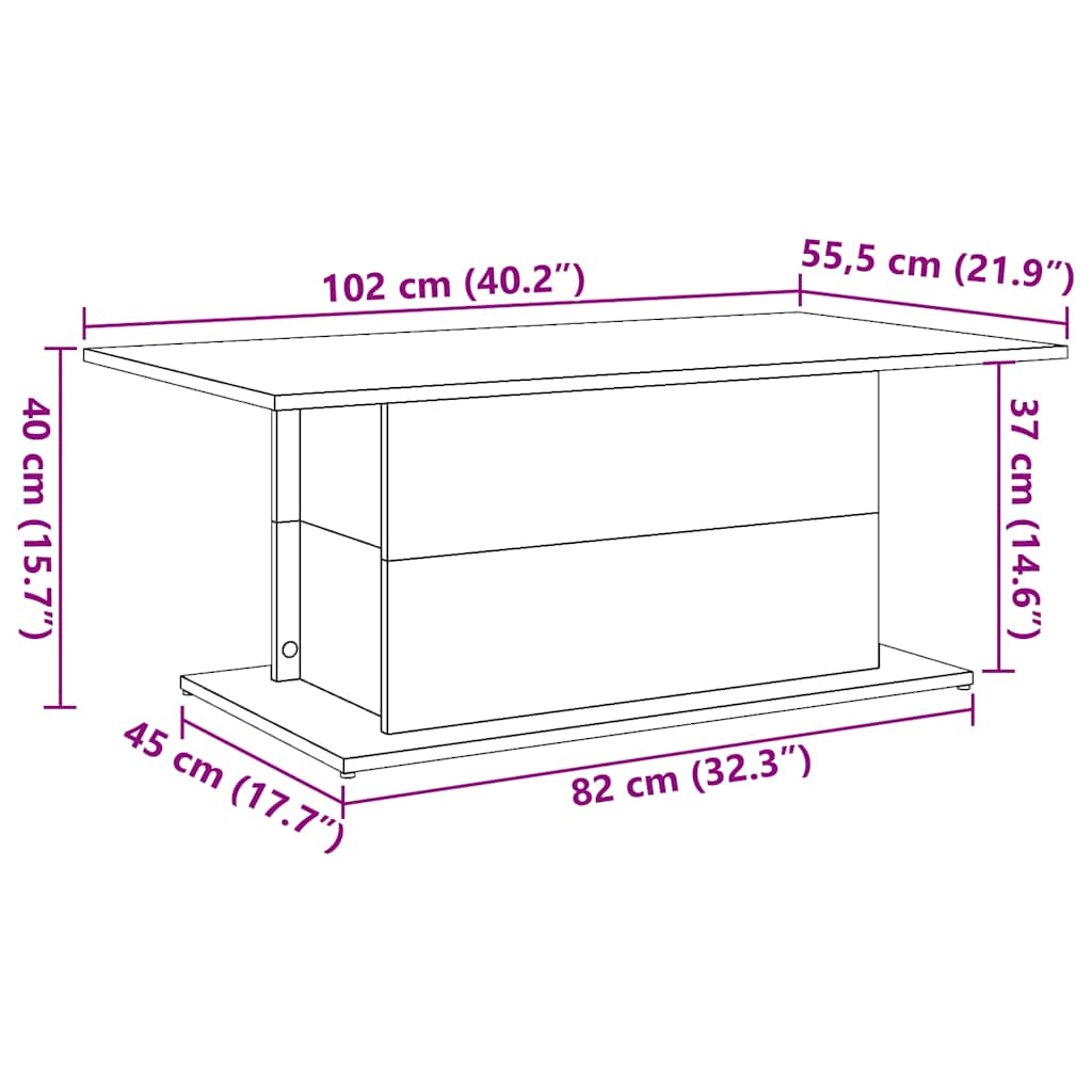 Table basse chêne artisanal 102x55,5x40 cm bois d'ingénierie Tables basses vidaXL