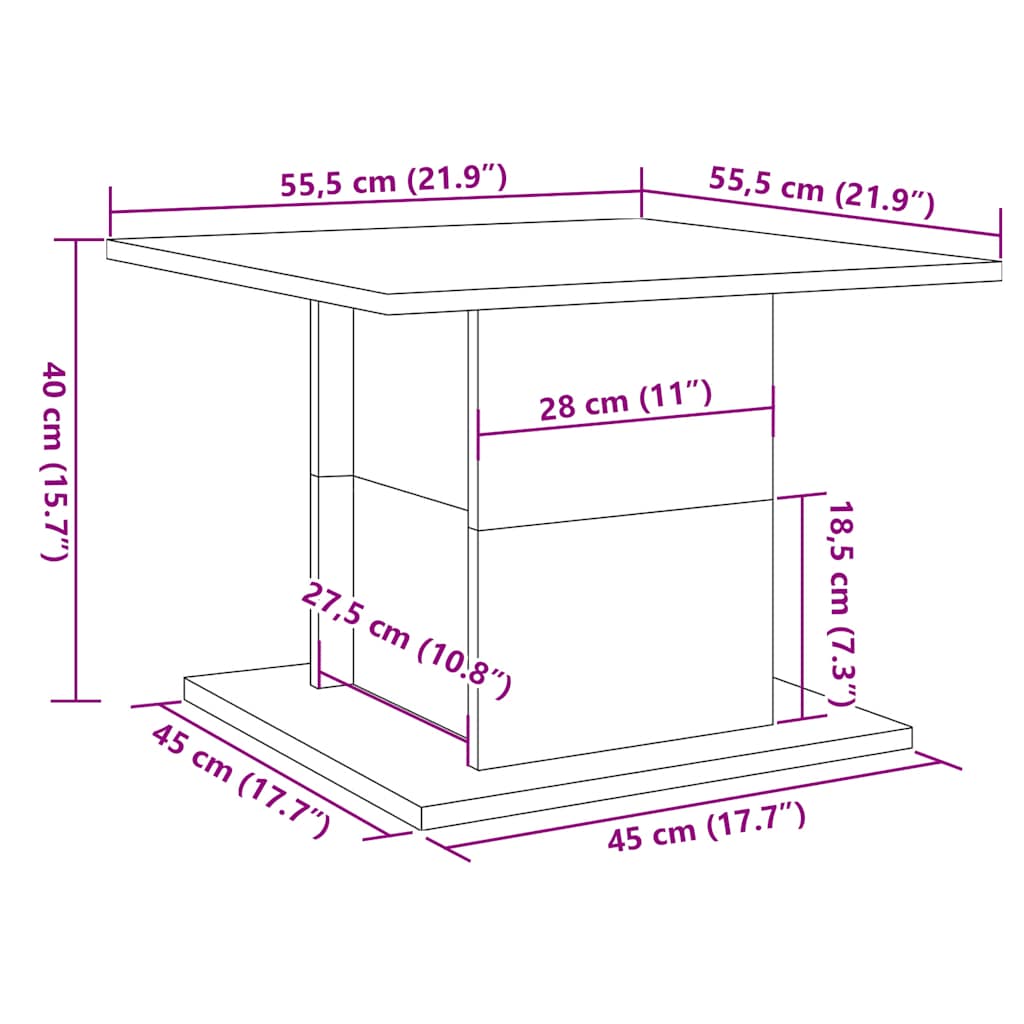 Table basse vieux bois 55,5x55,5x40 cm bois d'ingénierie Tables basses vidaXL