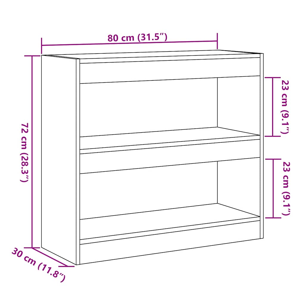 Bibliothèque/Séparateur de pièce chêne artisanal 80x30x72 cm Bibliothèques vidaXL