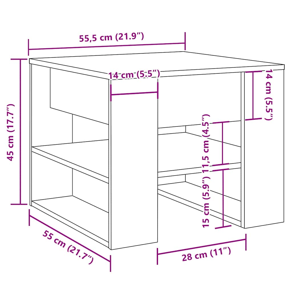 Table basse chêne artisanal 55,5x55x45 cm bois d'ingénierie Tables basses vidaXL