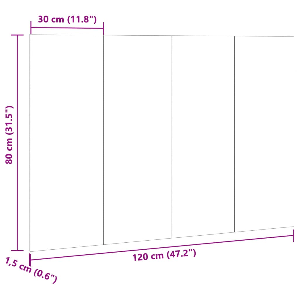 Tête de lit vieux bois 120x1,5x80 cm bois d'ingénierie Têtes et pieds de lit vidaXL   