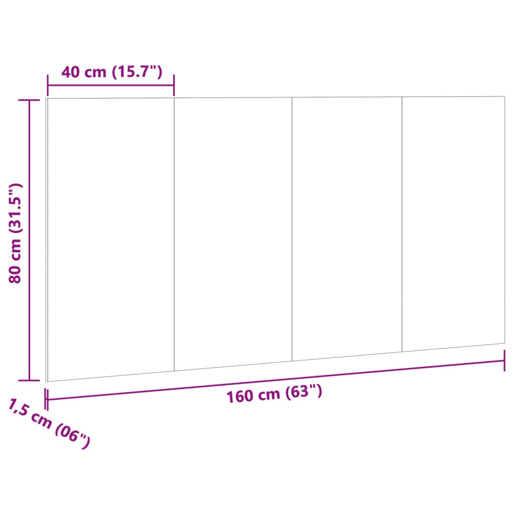 Tête de lit vieux bois 160x1,5x80 cm bois d'ingénierie Têtes et pieds de lit vidaXL   