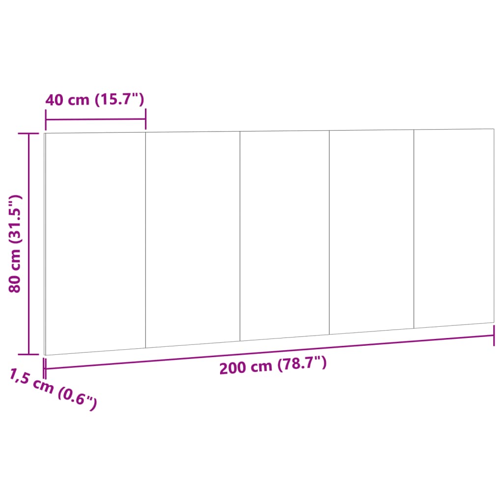 Tête de lit vieux bois 200x1,5x80 cm bois d'ingénierie Têtes et pieds de lit vidaXL   