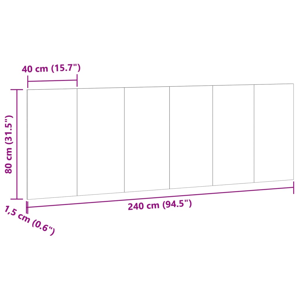 Tête de lit murale vieux bois 240x1,5x80 cm bois d'ingénierie Têtes et pieds de lit vidaXL   