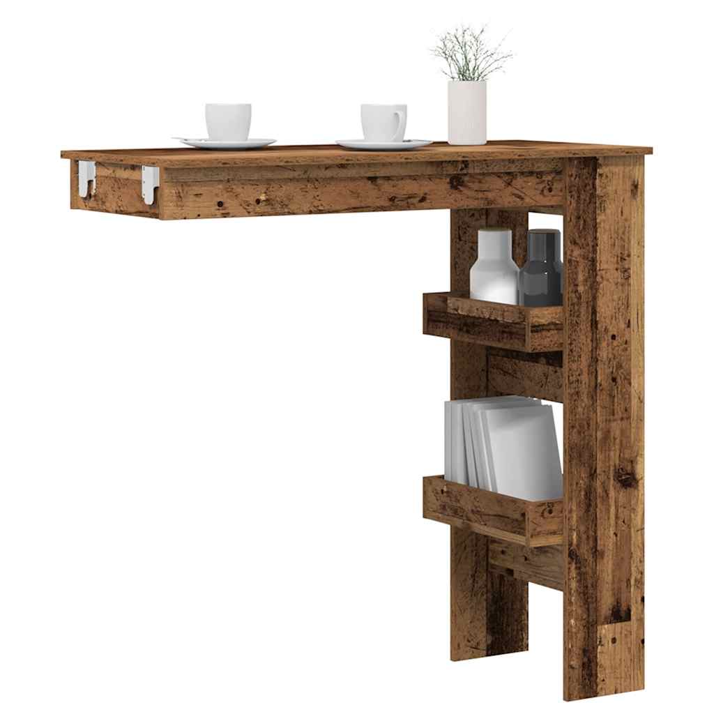 Table bar mural vieux bois 102x45x103,5 cm bois d'ingénierie Tables à manger vidaXL   