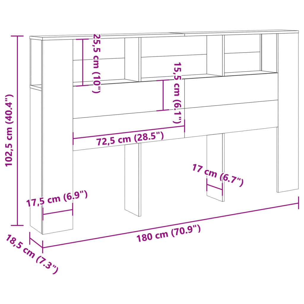 Armoire de tête de lit vieux bois 180x18,5x102,5 cm Têtes et pieds de lit vidaXL