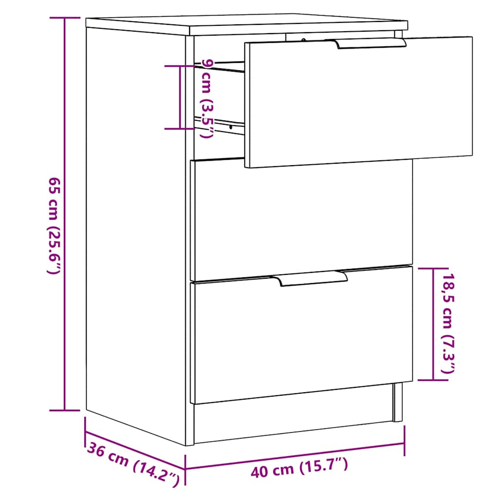 Table de chevet chêne artisanal 40x36x65 cm bois d'ingénierie Tables de chevet vidaXL