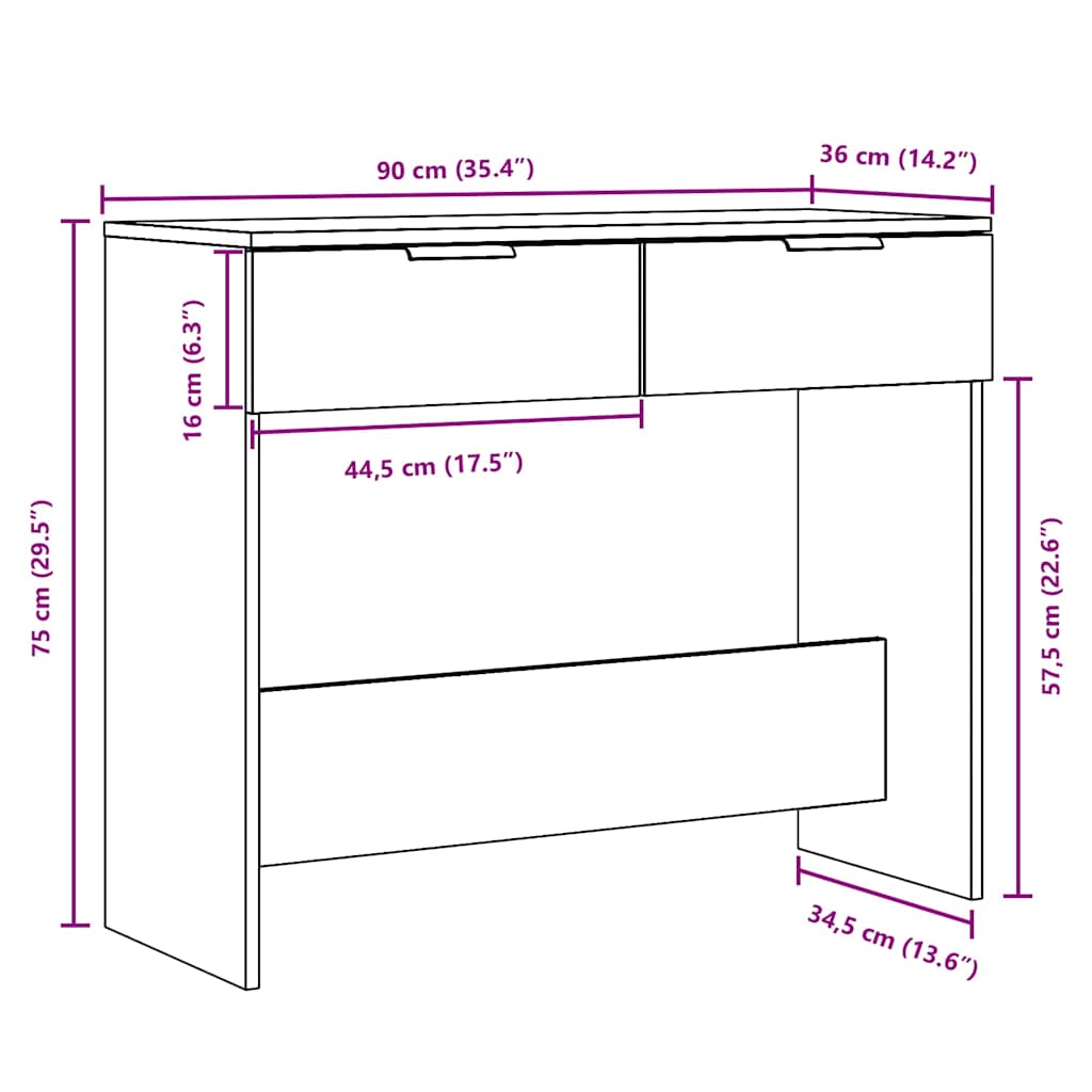 Table console vieux bois 90x36x75 cm bois d'ingénierie Tables d'appoint vidaXL   