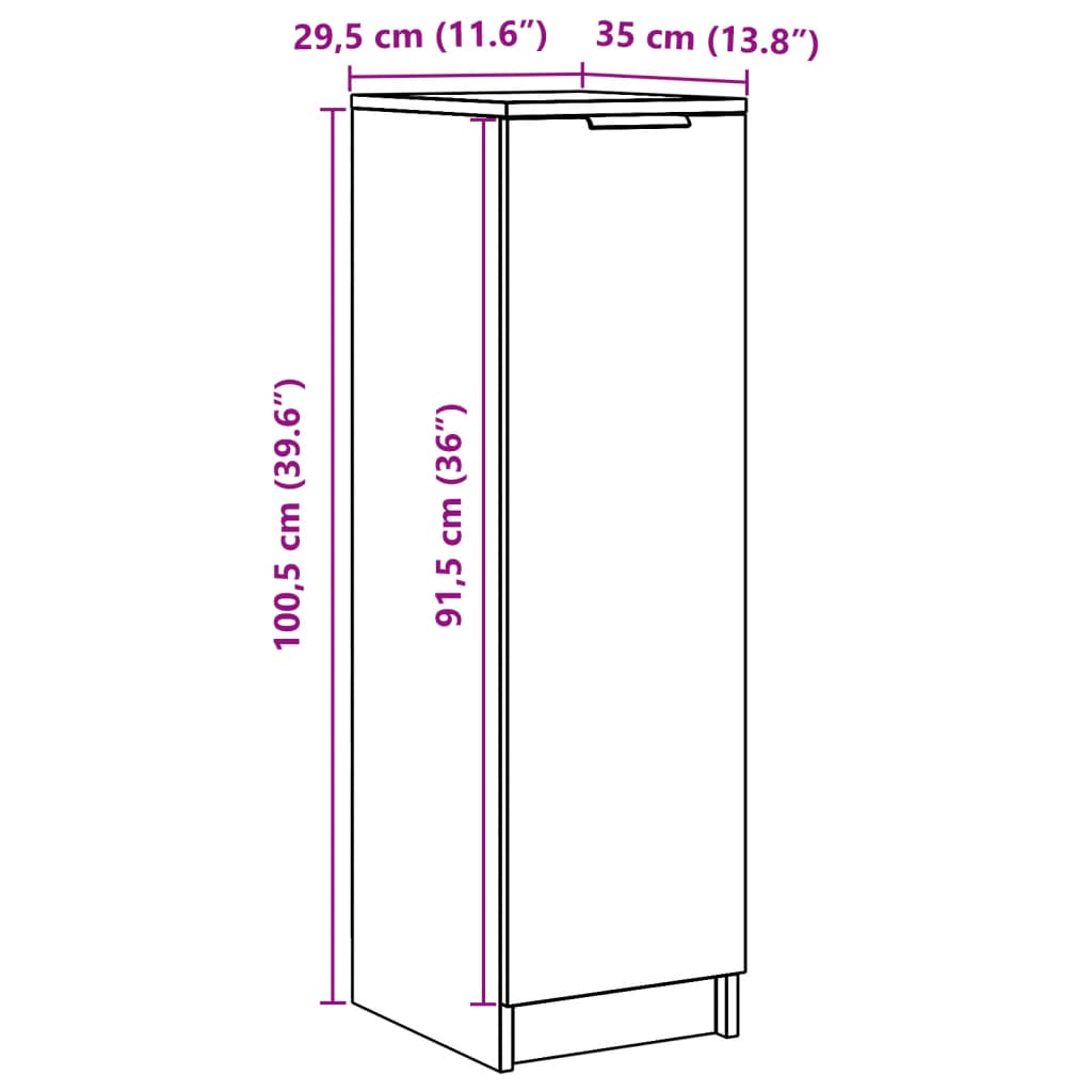 Armoire à chaussures vieux bois 29,5x35x100,5cm bois ingénierie Armoires & meubles de rangement vidaXL   