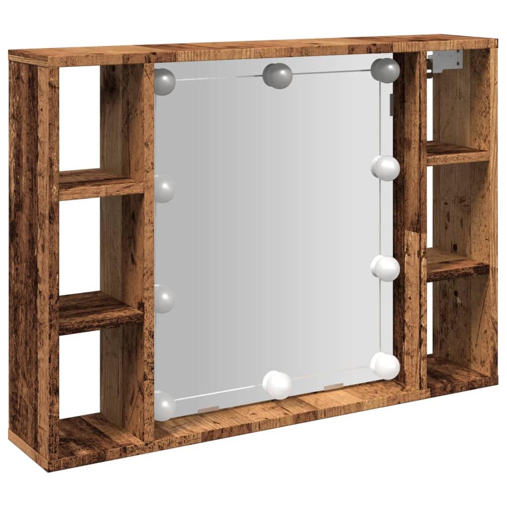 Armoire à miroir et LED vieux bois 76x15x55cm bois d'ingénierie Armoires & meubles de rangement vidaXL   