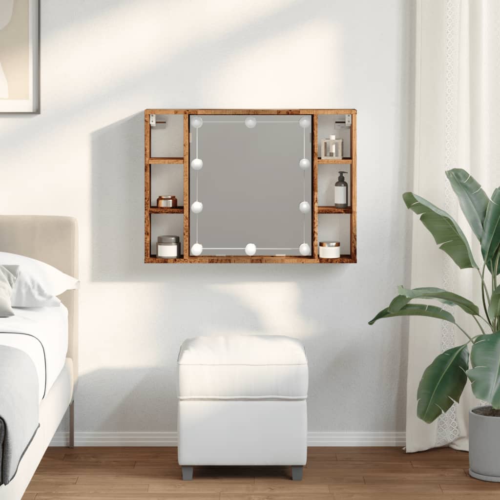 Armoire à miroir et LED vieux bois 76x15x55cm bois d'ingénierie Armoires & meubles de rangement vidaXL   