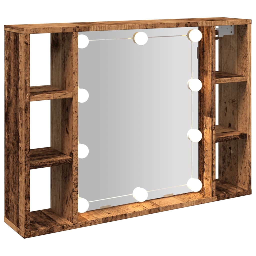 Armoire à miroir et LED vieux bois 76x15x55cm bois d'ingénierie Armoires & meubles de rangement vidaXL   