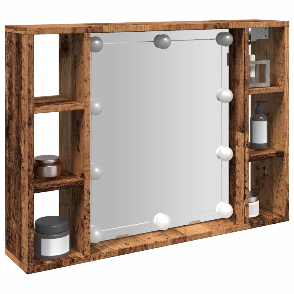 Armoire à miroir et LED vieux bois 76x15x55cm bois d'ingénierie Armoires & meubles de rangement vidaXL   