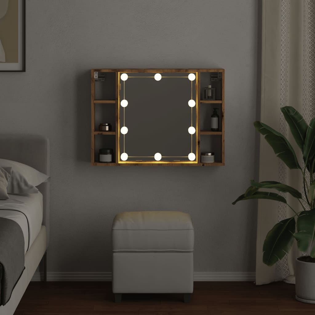 Armoire à miroir avec LED chêne artisanal 76x15x55 cm Armoires & meubles de rangement vidaXL   