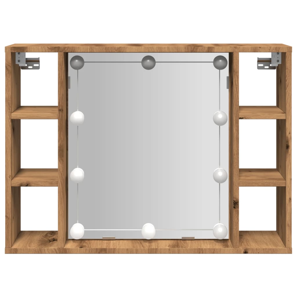 Armoire à miroir avec LED chêne artisanal 76x15x55 cm Armoires & meubles de rangement vidaXL   