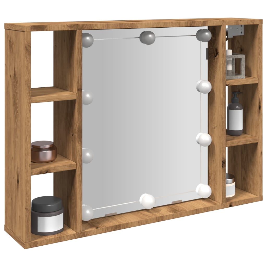 Armoire à miroir avec LED chêne artisanal 76x15x55 cm Armoires & meubles de rangement vidaXL   