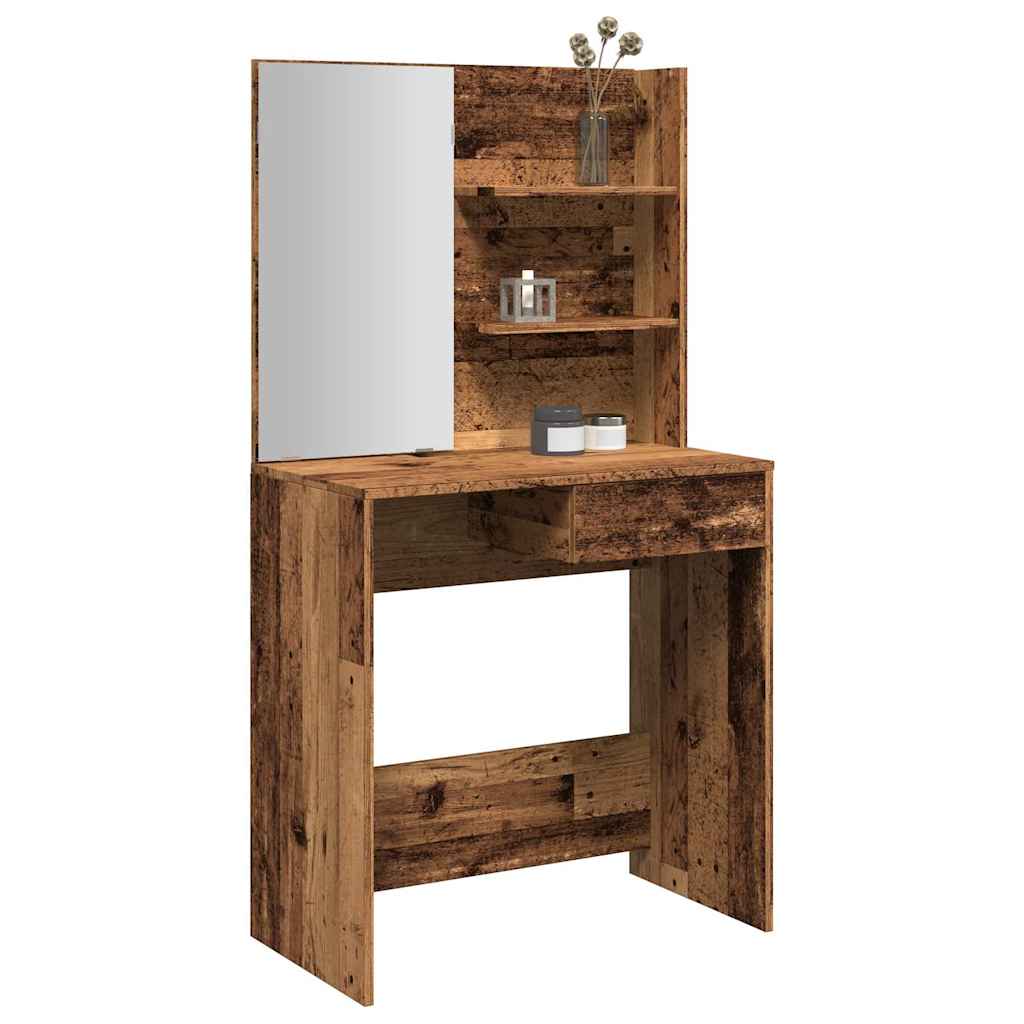 Coiffeuse avec miroir vieux bois 74,5x40x141 cm Tables vidaXL