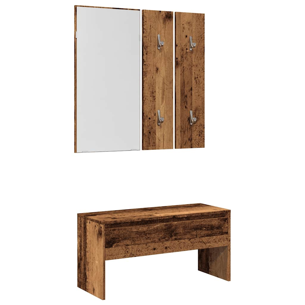 Ensemble de meubles de couloir vieux bois bois d'ingénierie Bancs coffres vidaXL