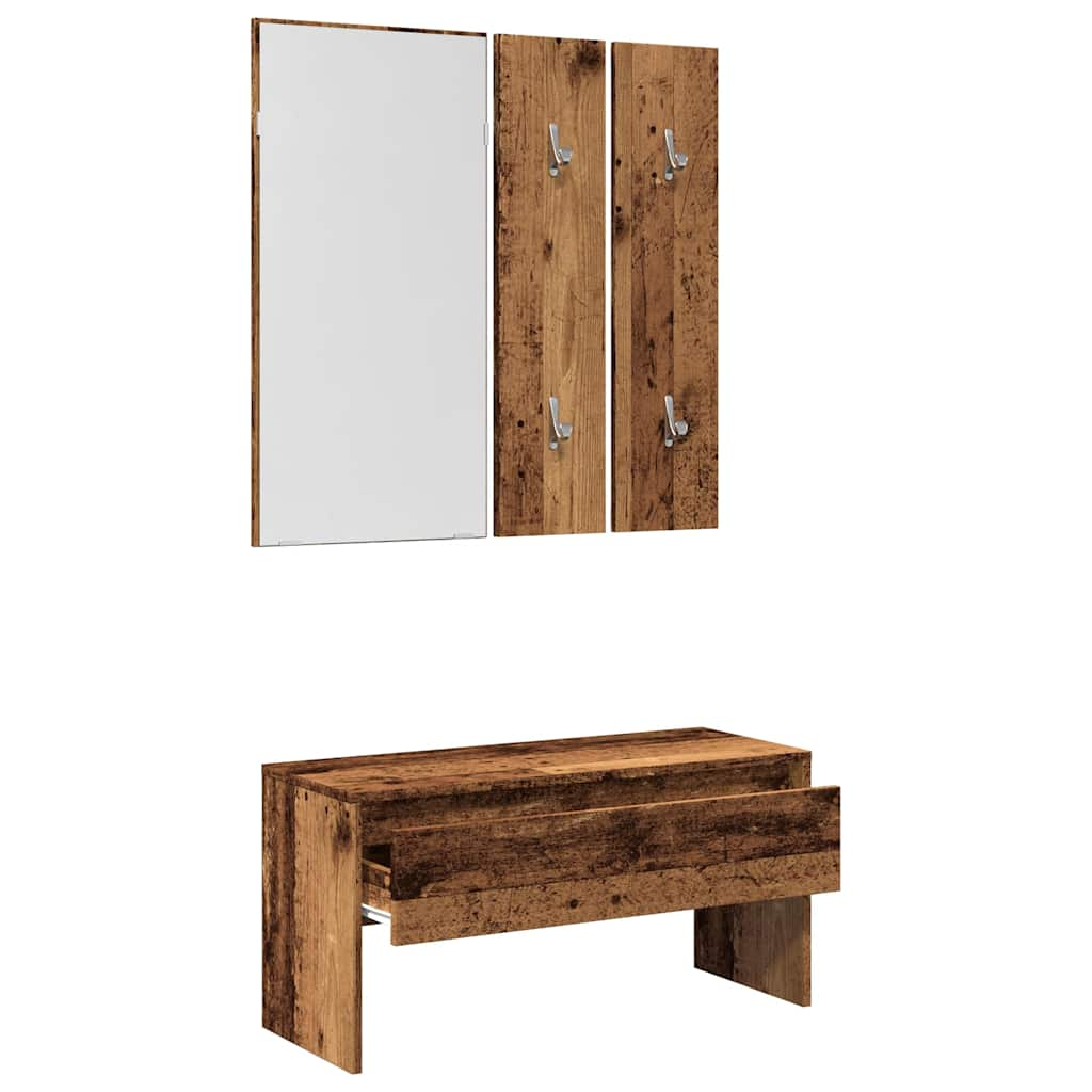 Ensemble de meubles de couloir vieux bois bois d'ingénierie Bancs coffres vidaXL