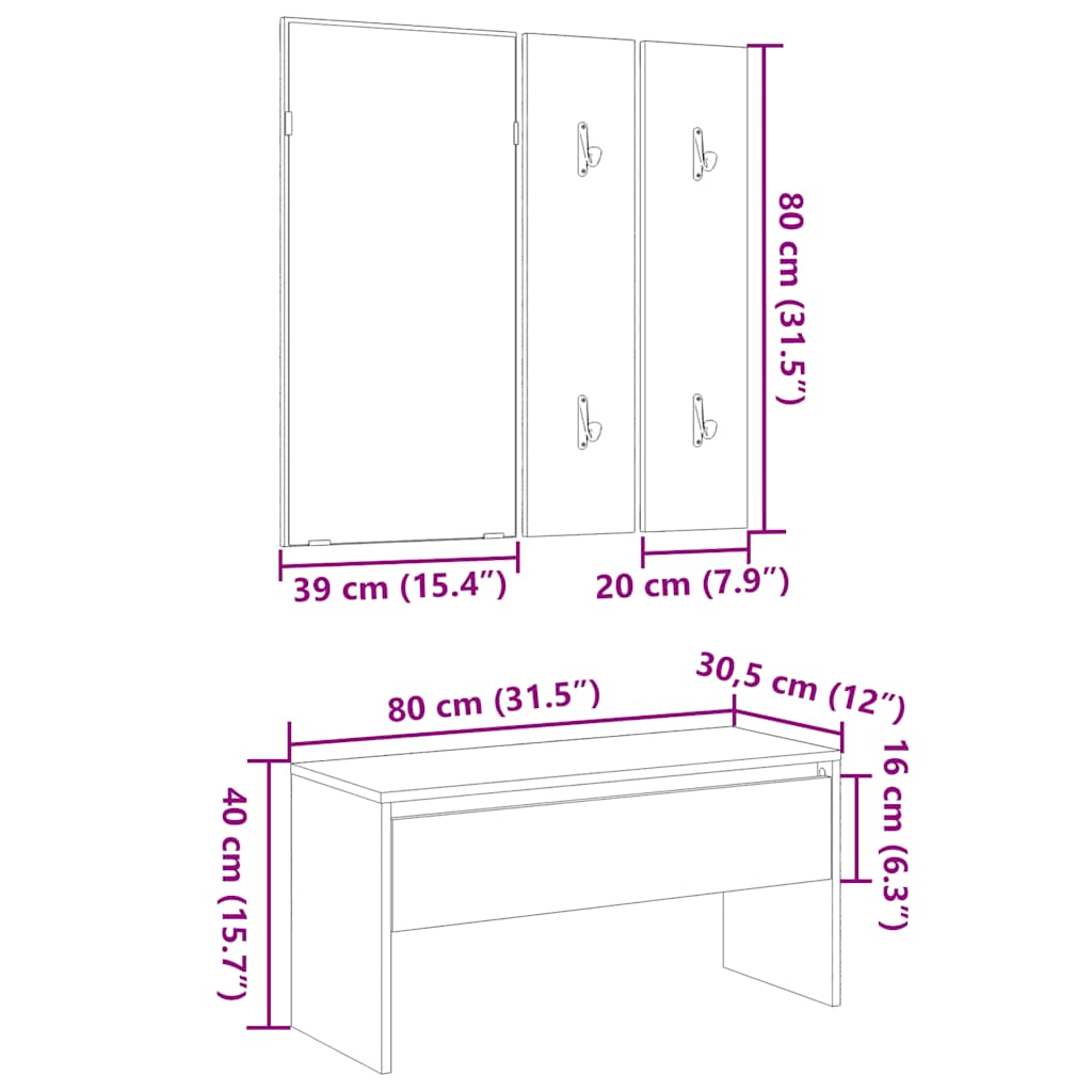 Ensemble de meubles de couloir vieux bois bois d'ingénierie Bancs coffres vidaXL