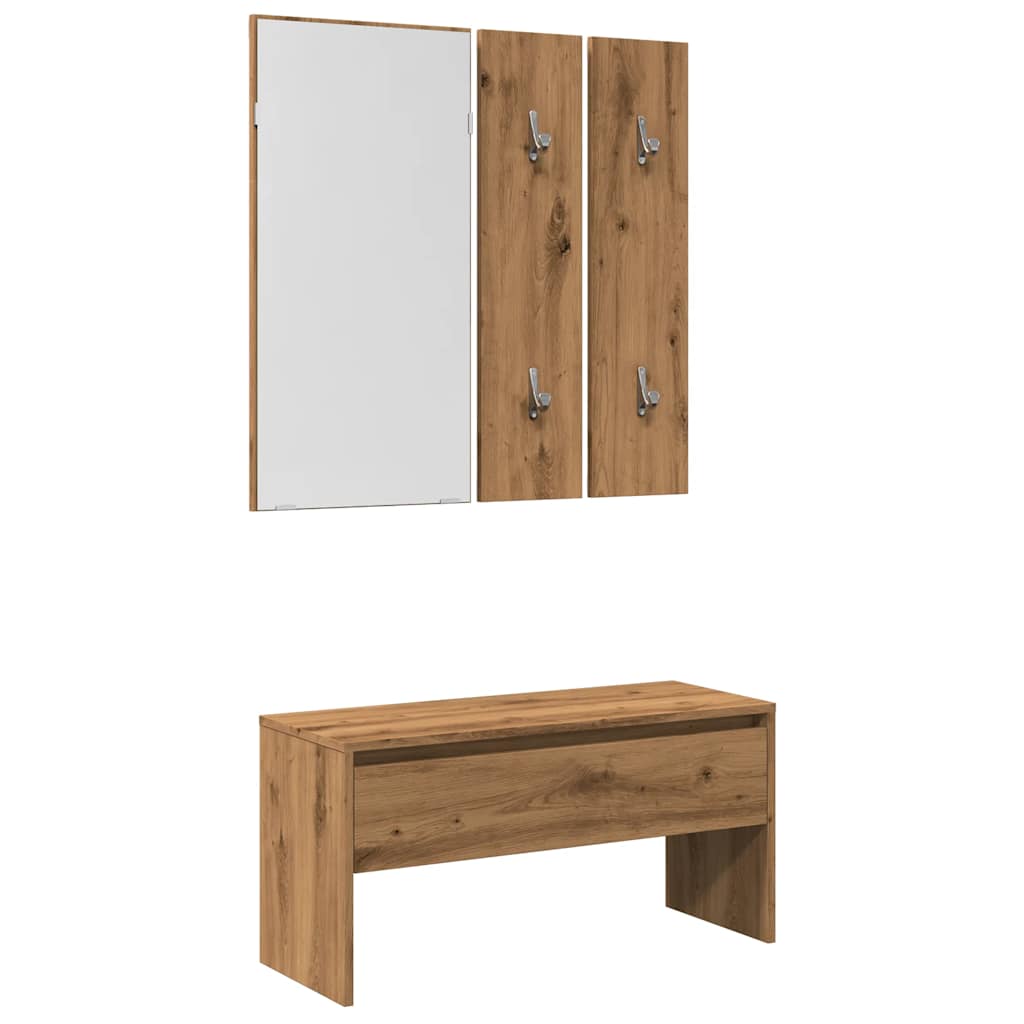 Ensemble de meubles de couloir chêne artisanal bois ingénierie Bancs coffres vidaXL