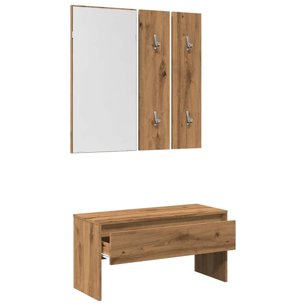 Ensemble de meubles de couloir chêne artisanal bois ingénierie Bancs coffres vidaXL