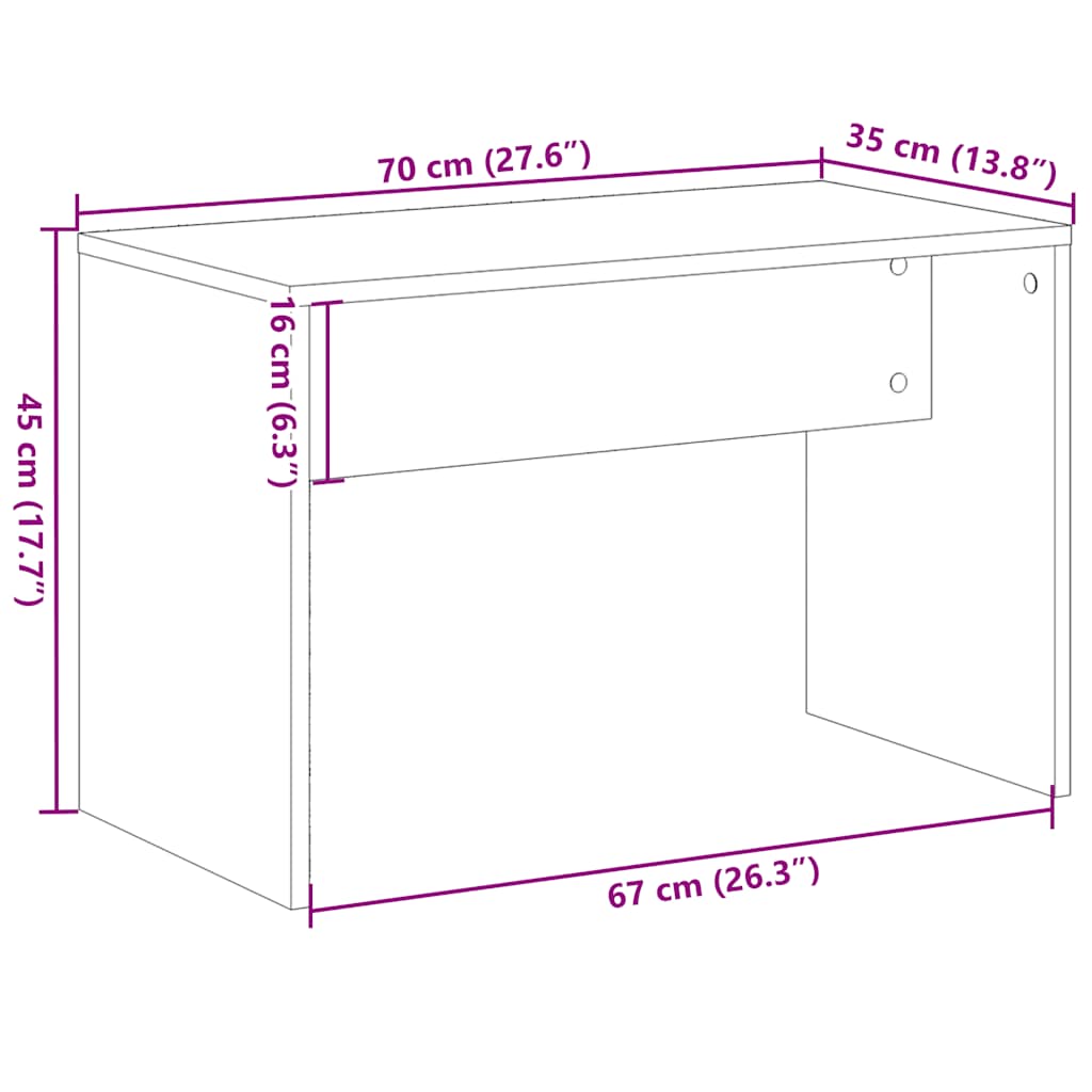 Tabouret de toilette vieux bois 70x35x45 cm bois d'ingénierie Bancs de coiffeuse vidaXL   