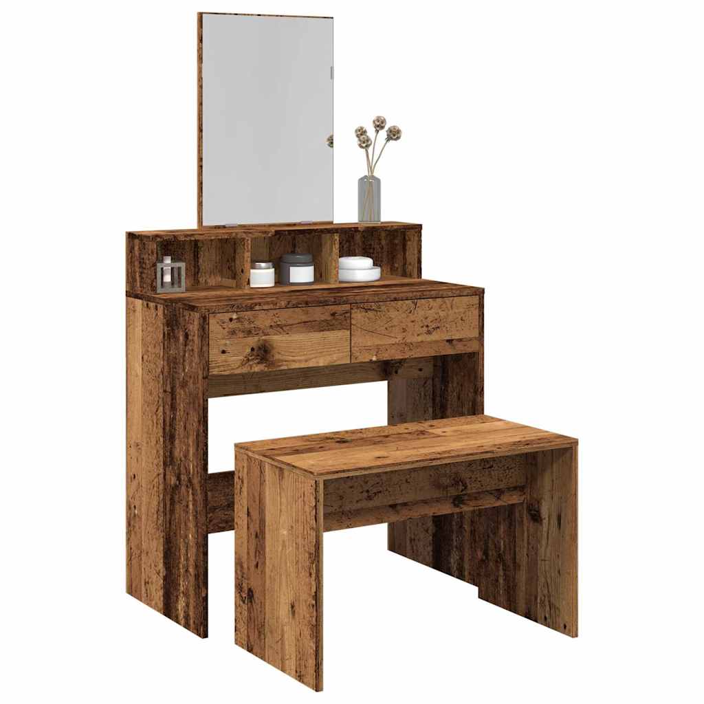 Tabouret de toilette vieux bois 70x35x45 cm bois d'ingénierie Bancs de coiffeuse vidaXL   