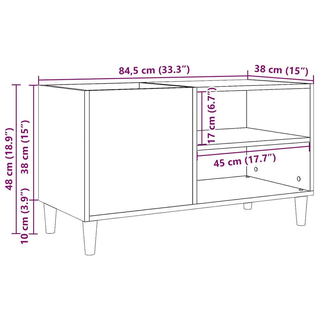 Armoire à disques vieux bois 84,5x38x48 cm bois d'ingénierie Fixations & meubles de rangement multimédia vidaXL   