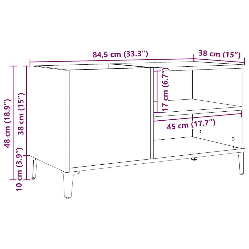 Armoire à disques vieux bois 84,5x38x48 cm bois d'ingénierie Fixations & meubles de rangement multimédia vidaXL   